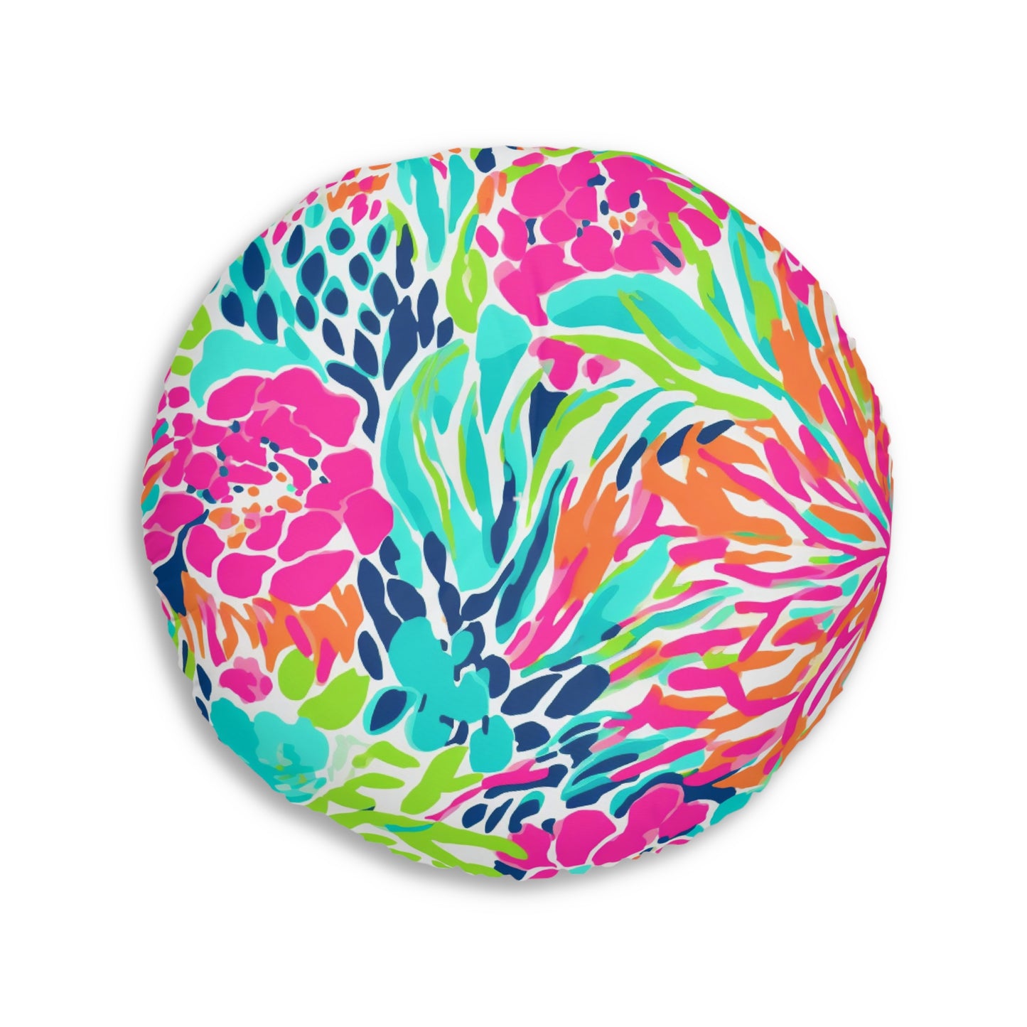 Vibrant Floral Round Tufted Floor Pillow