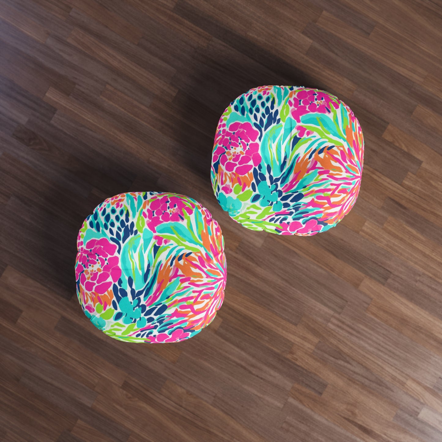 Vibrant Floral Round Tufted Floor Pillow