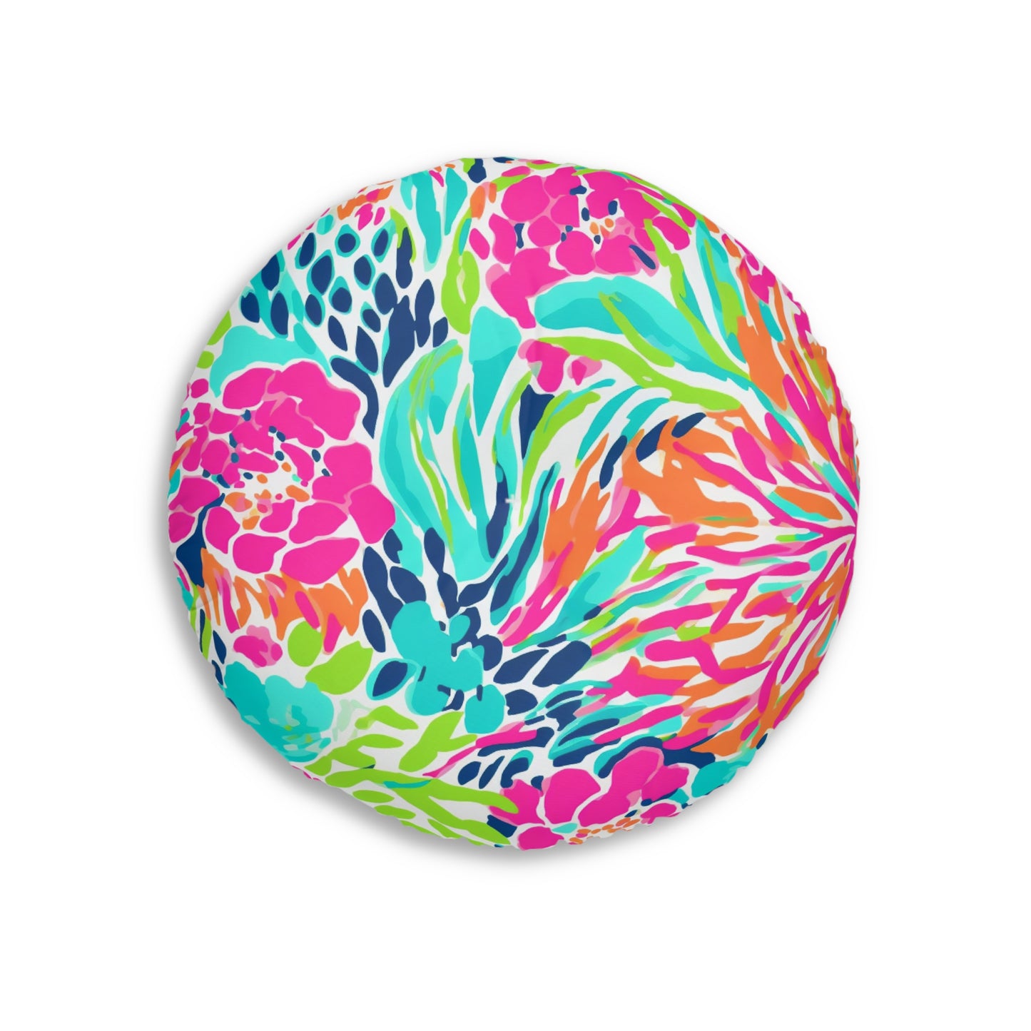 Vibrant Floral Round Tufted Floor Pillow