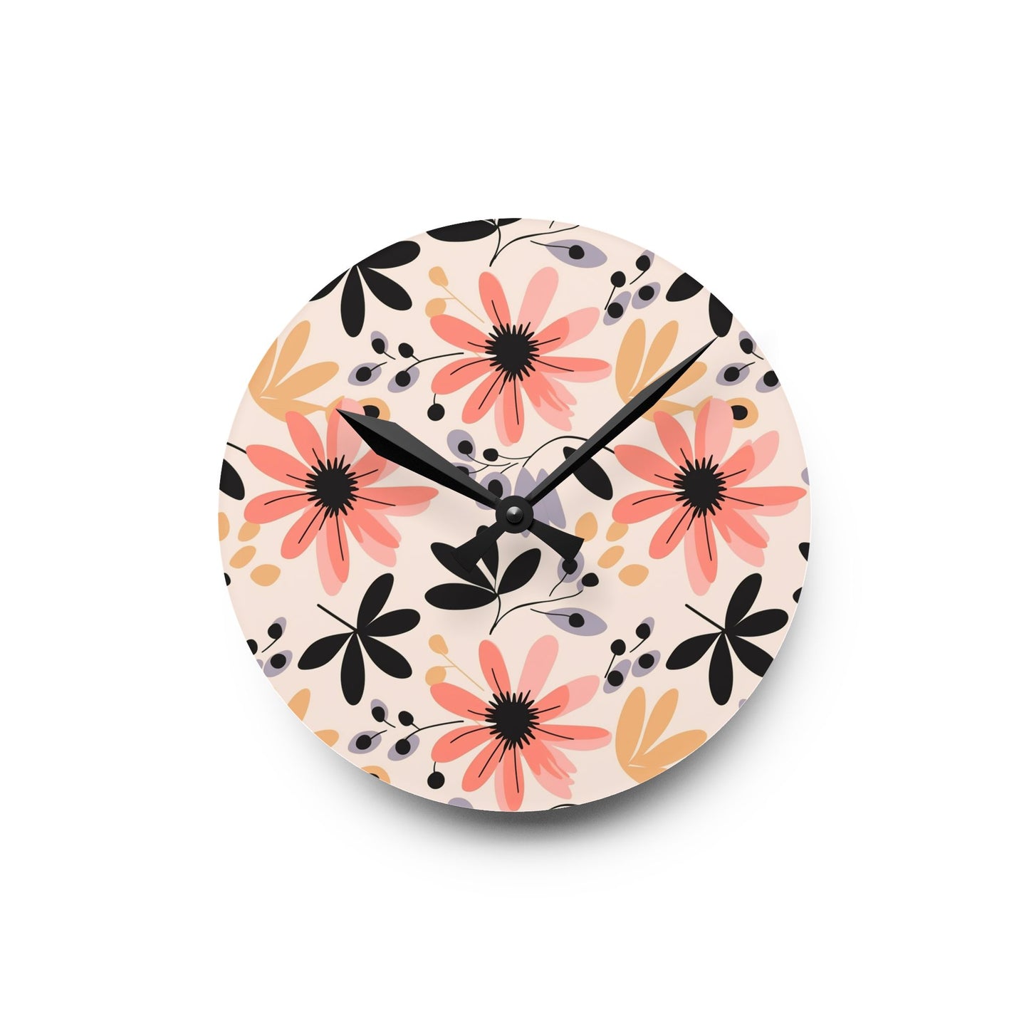 Floral Acrylic Wall Clock
