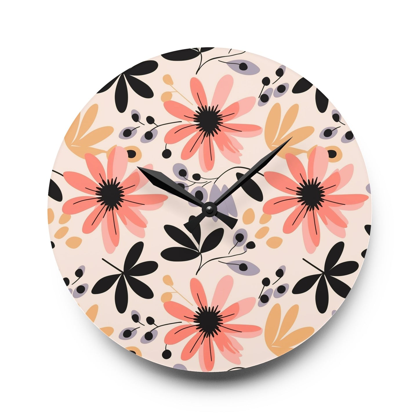 Floral Acrylic Wall Clock