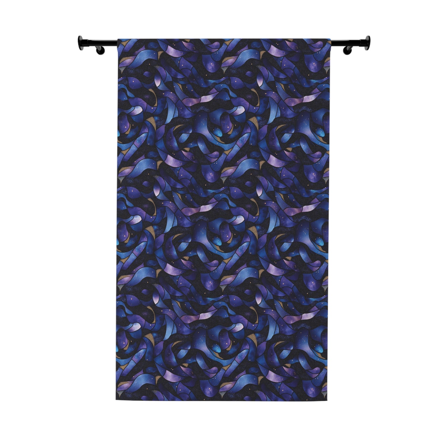 Cosmic Wave Pattern Window Curtain - 1 Piece, Stylish Home Decor, Dark Blue and Purple Design