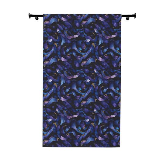 Cosmic Wave Pattern Window Curtain - 1 Piece, Stylish Home Decor, Dark Blue and Purple Design