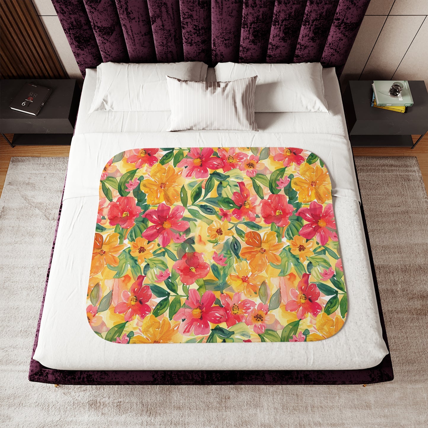 Vibrant Floral Sherpa Blanket
