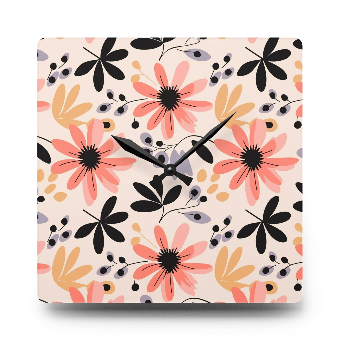 Floral Acrylic Wall Clock