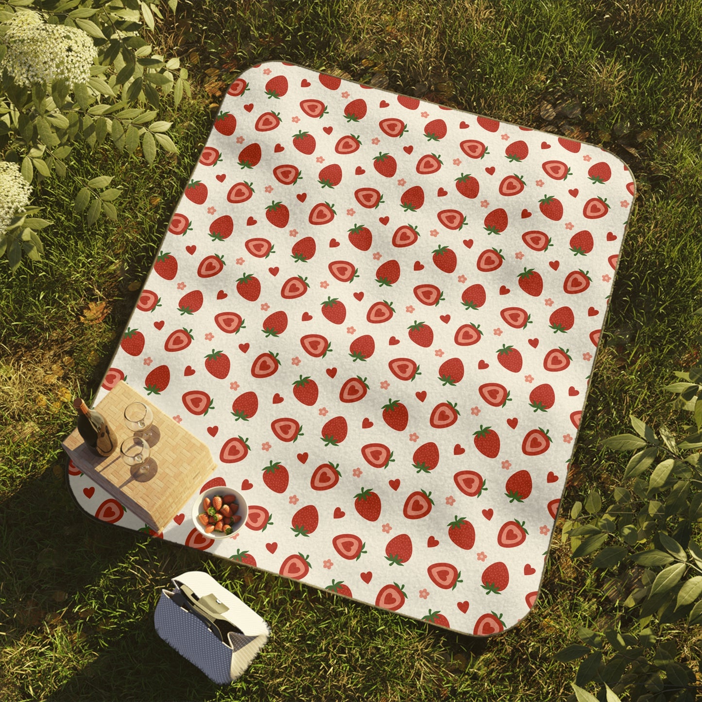 Strawberry Print Picnic Blanket