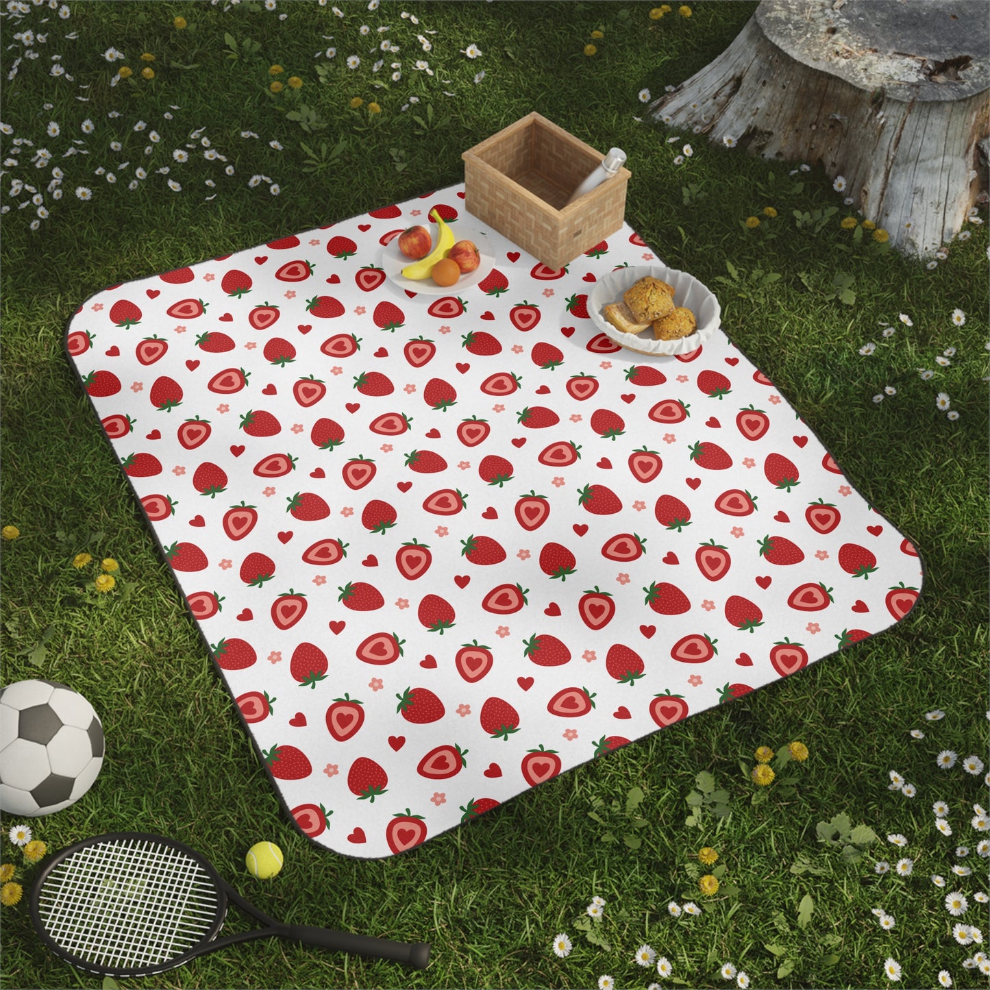 Strawberry Print Picnic Blanket