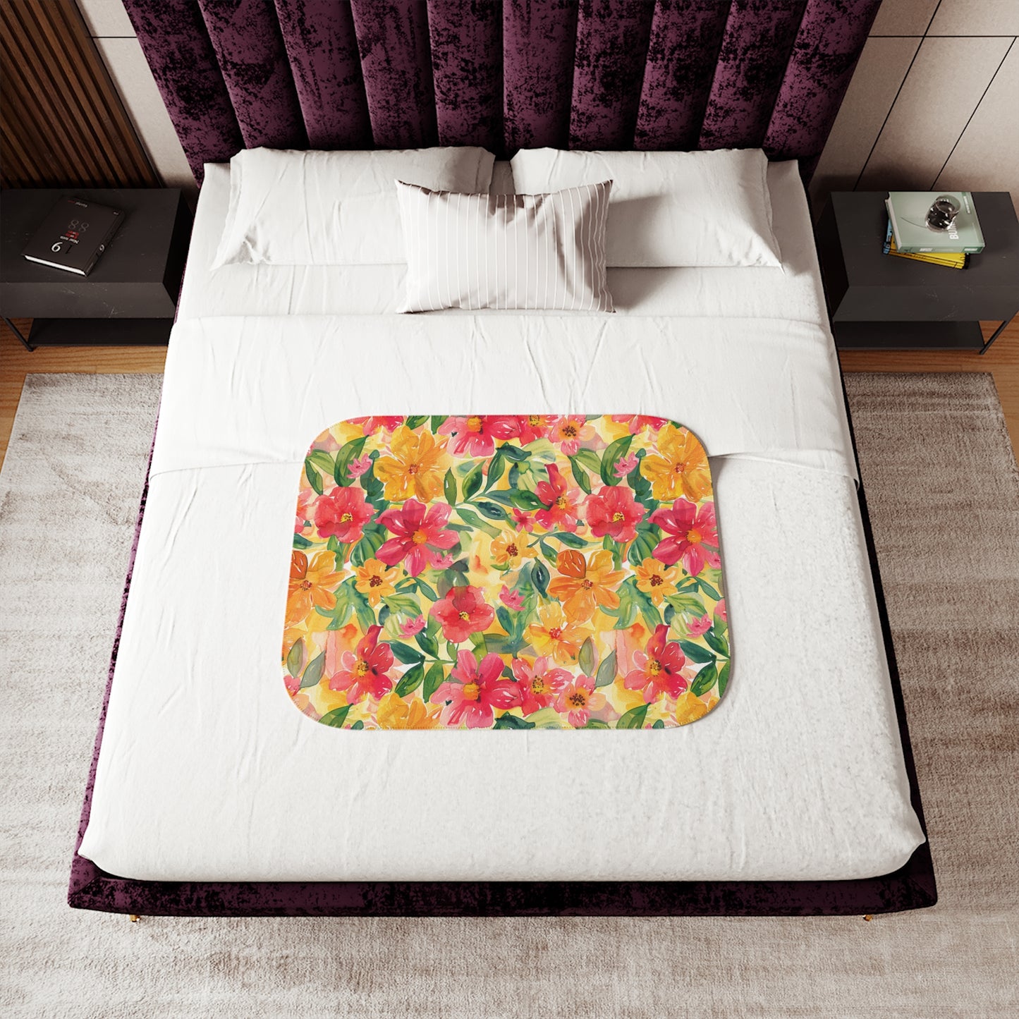 Vibrant Floral Sherpa Blanket
