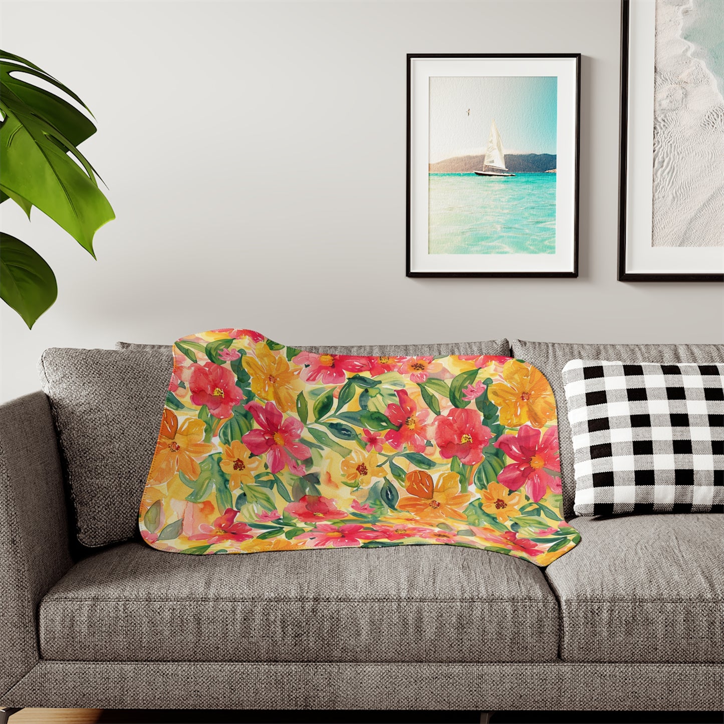 Vibrant Floral Sherpa Blanket