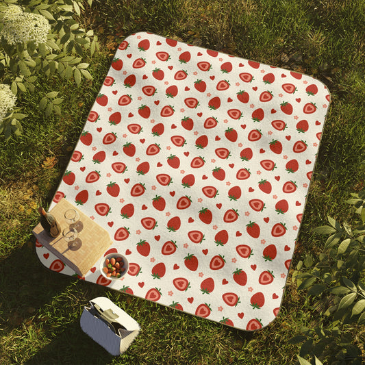 Strawberry Print Picnic Blanket